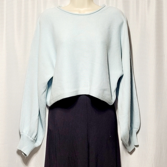 Mint Vanilla Pale Blue Cropped Knit Sweater (L) - Picture 2 of 9
